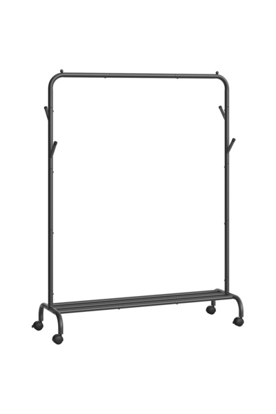 SONGMICS Metal Clothes Rack with Wheels and Lower Shelf, 103x41x155 cm, Black