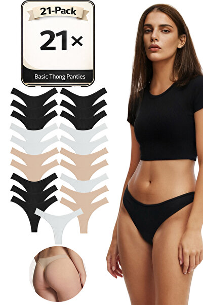 Yohannes Club Women'S, Cotton-Pack Basic Thong Briefs, Classic, Giant 21-Pack...