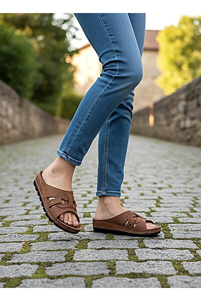 KAFKASLAR AYAKKABI Geçme Patterned Full Orthopedic Yu Soft-Textured Name Slip...