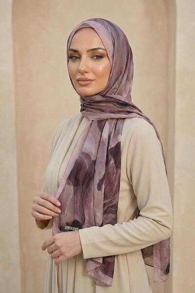 Sultan Eşarp Sultan Patterned Bamboo Kraş Shawl - Tulip Model - Dk05-06