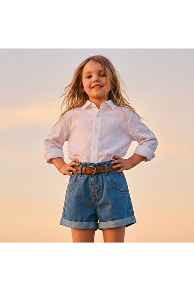 connemara Pantaloni scurți din denim pentru fete, cu talie înaltă și curea, a...