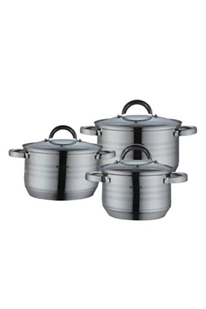 Bohmann Set of 3 Stainless Steel Pots with Glass Lids