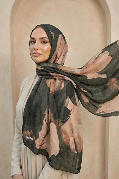 Sultan Eşarp Sultan Patterned Bamboo Kraş Shawl - Tulip Model - Dk05-08