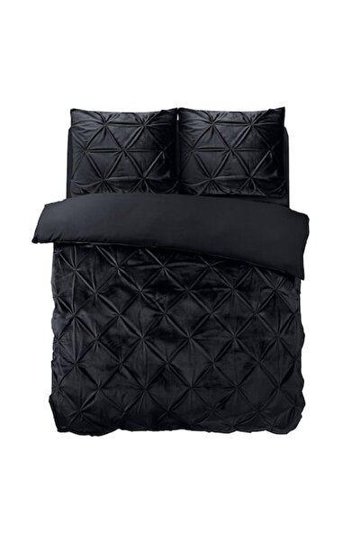 Sleeptime Velvet Duvet Cover Set with 2 Pillowcases, Black, 200x200 cm