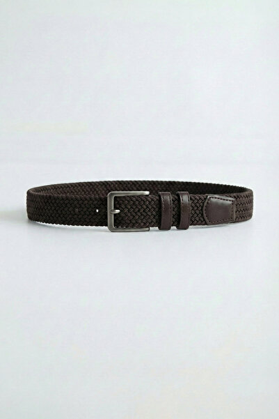 ablukaonline Чоловічий еластичний плетений ремінь темно-коричневий