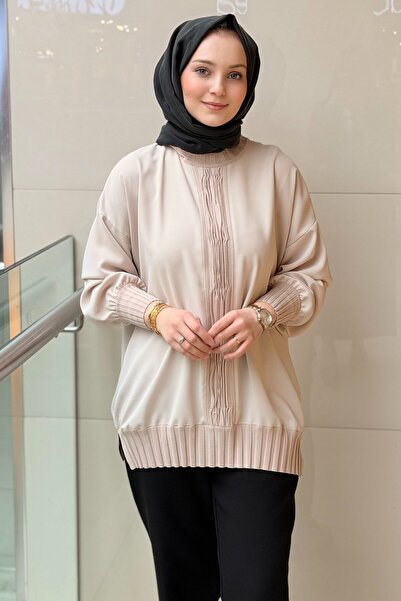 Ghisa Önü Büzgü Triko Detaylı Tunik