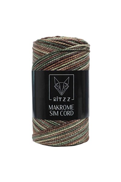 Ritzz Макраме Sim Cord 2 мм Зелено кафе Бежово