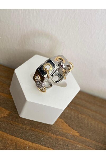 THE HEG JEWELRY Çift Renkli Çelik Yüzük