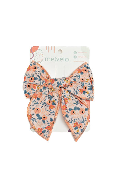 melvelo Elegant hair clip with bow, girls, cotton, - Peach Sunset