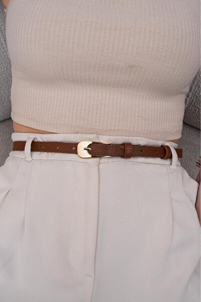 MODAM HİFA Long Buckle Gold Women's Belt Trouser Belt Dress Belt Shirt Belt C...