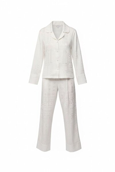 Bonnie Clyde Γυναικείο Σετ Πιτζάμες Βισκόζη Τεμαχίων Εκρού με Γιακάς πουκαμίσ...