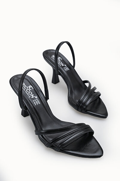 Riccon Women's Open Back Stiletto Heel U Shoes 00121903 Black Rustic