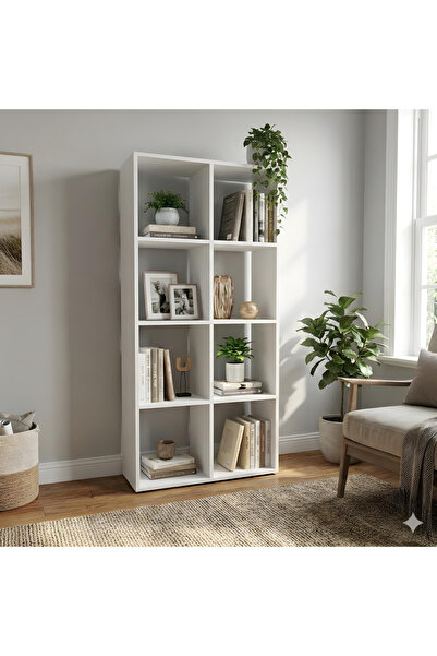 Ysf Ravoni Home Premium MDF 8 Bölmeli Küp Kitaplık - Çok Amaçlı Dekoratif Düz...