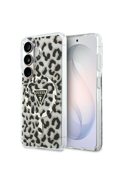 Guess Case for Samsung Galaxy S26, IML Leopard Print Triangle, Black