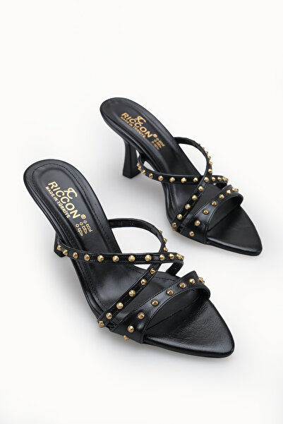 Riccon Women's Stiletto Heel U t Slipper 00121904 Black Rustic