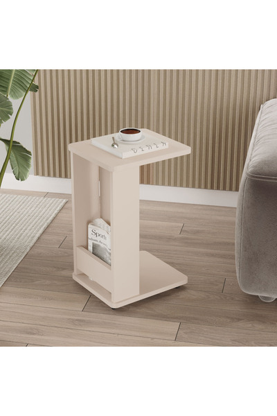 Yurupa Mina Tekerlekli Yan Sehpa C Sehpa Koltuk Sehpası Kitaplıklı Kumsal MIN...