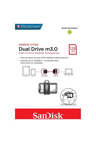 SanDisk ULTRA DUAL DRIVE SDDD3-128G-G46, MicroUSB-USB 3.0, 128GB
