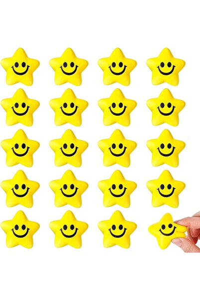 Arabest 20 قطعة من كرات الضغط على شكل نجمة، ألعاب ضغط بحجم 2 بوصة، بوجه مبتسم...