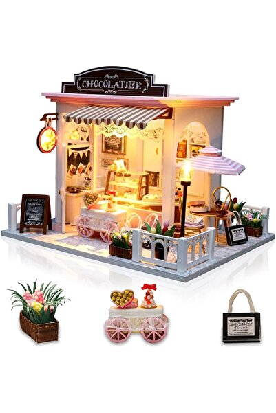 Arabest مجموعة بيت الدمى المصغر، مع أضواء LED وأدوات، هدية رائعة لتزيين عيد م...