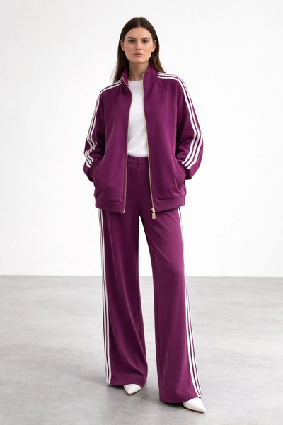 Nuss 1092 Stripe Patterned Trouser Suit - Muldum