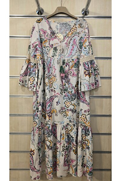 Park Moda Cotton Piece Long Dress with Tassel Detail