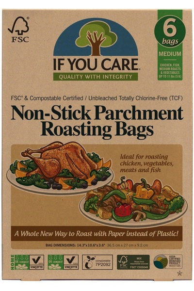 If You Care Unbleached, chlorine-free, compostable baking bags, Medium, 6 pcs.,