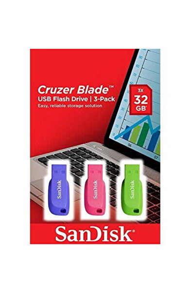 SanDisk Cruzer Blade - USB 2.0, 32 GBx3 buc, Multicolor