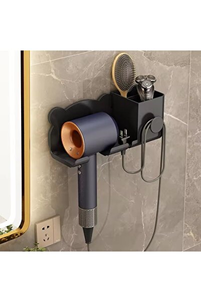 zola Hair dryer holder, plastic, 5.5 cm diameter hole, 23 x 8.6 x 9.5 cm, black