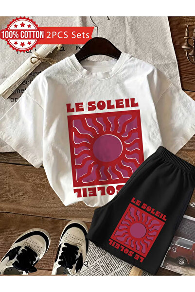 Rayan & Hoor Style LE cu imprimeu Set pantaloni scurți și tricou Streetwear C...
