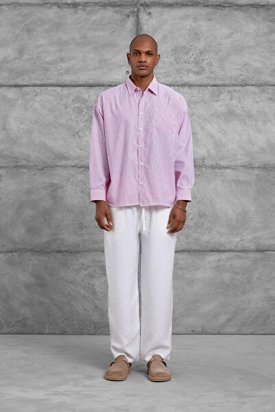 NOMARC Red Striped Oversized Shirt