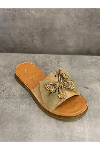 Guja KHAKI LEATHER SLIPPERS
