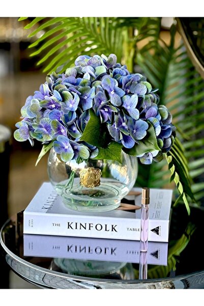 TASARIMHMODA Yapay Ortancalı Fanus Vazo ( Oda Kokusu) No:9