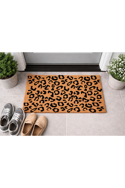 Borambalaj Natural Koko Doormat, 40X60 cm Bristle Door Mat Leopard Printed