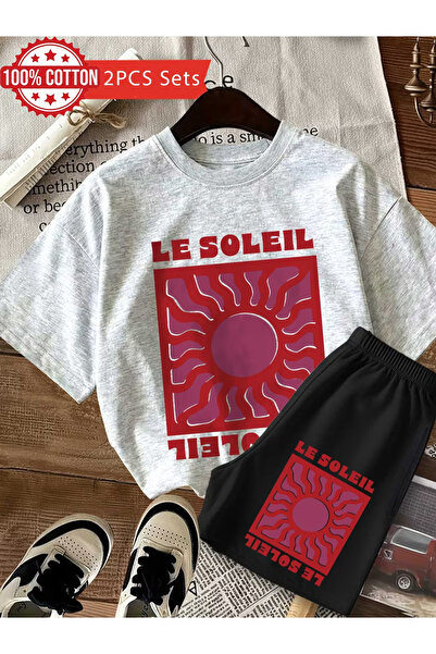 Rayan & Hoor Style Le Printed shorts t-shirt set streetwear top and bottom ou...