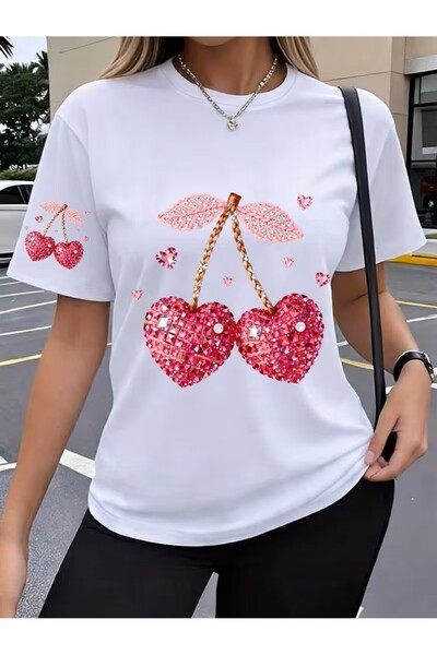 yombaa تي شيرت دايموند فروت تشيري مطبوع