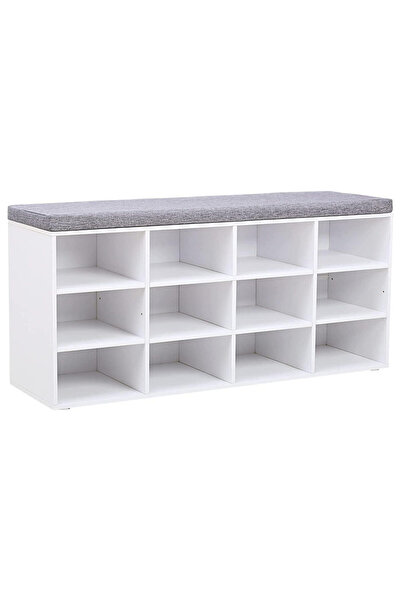 VASAGLE Shoe rack with bench with 12 compartments and cushion, load 136 kg, 1...