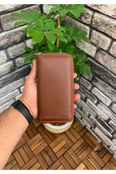 GUARD Mat Taba Genuine Leather Full Zipper Portfolio Wallet // Grd260226Wt921