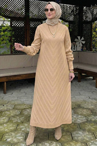 Rabia Şamlı Rain Knit Dress Beige