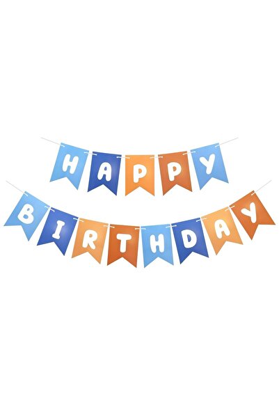 Arabest Blue and Orange Birthday Banner, Blue Orange Party Decorations for Bo...