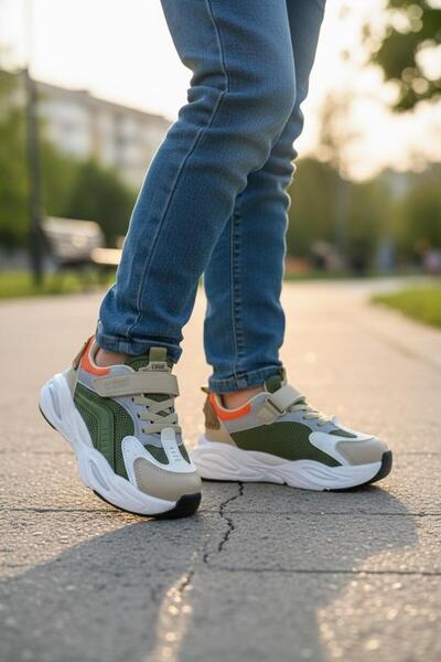 Cool Toti Orthopedic Boy Khaki Comfortable Sneakers