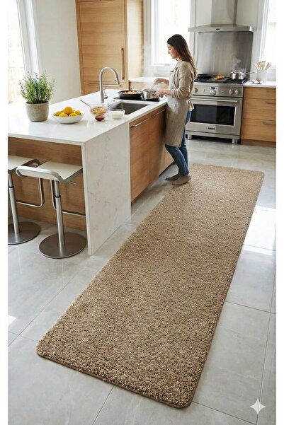 EUROBANO Shaggy Machine Made Washable Non-Slip Sole Runner Rug Living Room Ru...