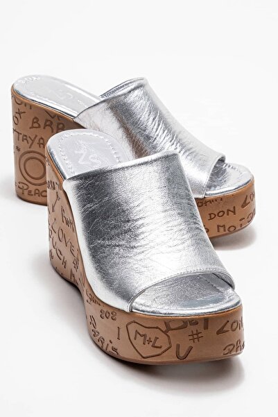 Zeynep Sıradağlı Saraly Women Genuine Leather Slipper Lamé