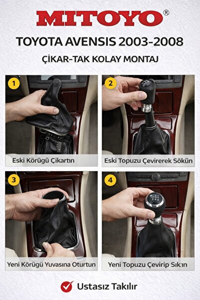 MITOYO Toyota Avensis 2003-2008 Vites Körüğü ve Vites Topuzu Seti Uyumlu 6 İleri