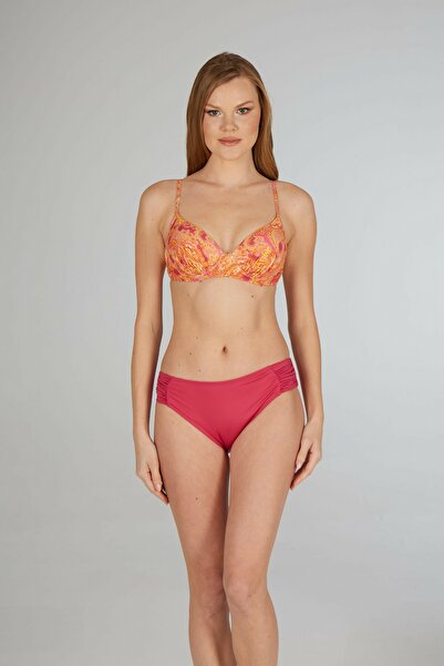 Estiva Women's Color Patterned Orange Printed Padded Covered Bikini Set