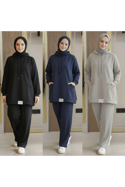 Bala Giyim 3-Piece Pocketed Hijab Top and Bottom Set