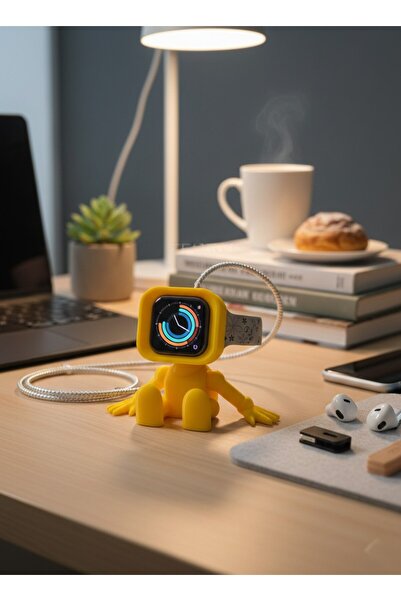 Home RoboStand Organik akıllı Saat Şarj Standı - Sarı Robot Figürlü Masaüstü ...