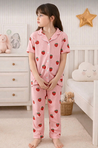 zahider Κοριτσίστικο καλοκαιρινό κοντομάνικο σετ πιτζάμες με Βαμβάκι υφασμάτι...