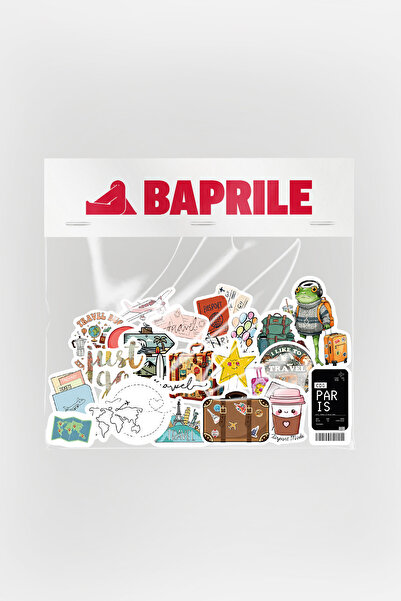 Baprile Seyahat Temalı Sticker Paketi 22 Parça Kaliteli Su Geçirmez Travel Et...
