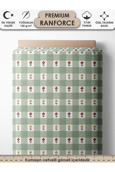 FabricsTown %100 Pamuk Ranforce Kumaş 100x240 cm 120 g/m² Dijital Baskı Premi...