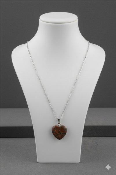 Liacharm Brown and Mahogany Toned Natural Stone Women's Heart Necklace